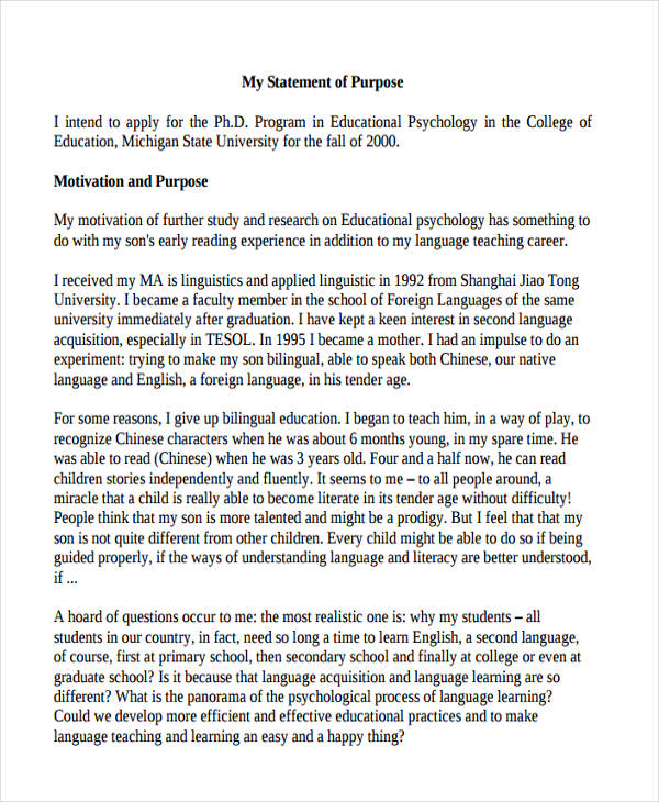 sample statement of purpose college essay sample statement of purpose college essay